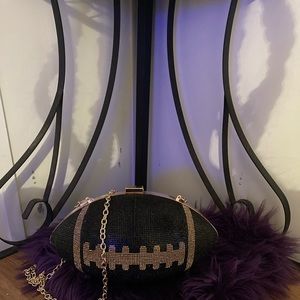 Black and gold football clutch purse new